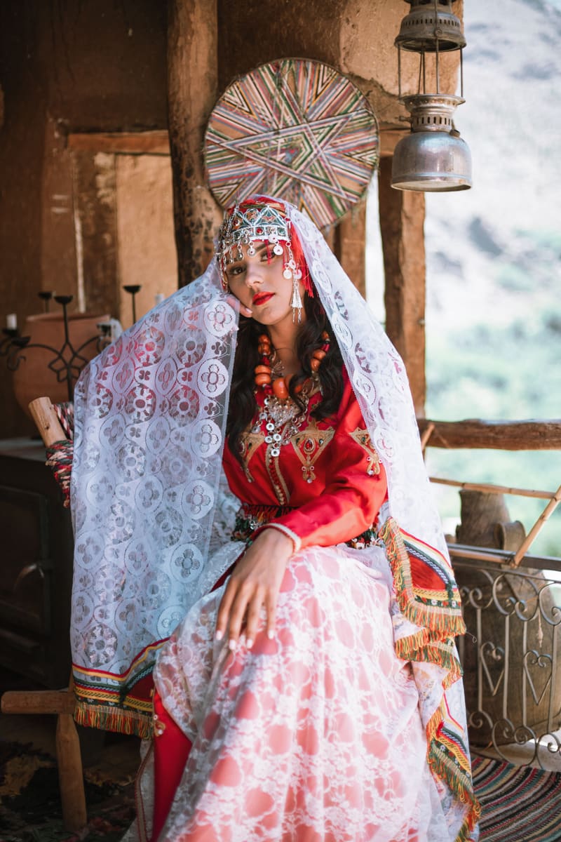 Woman in Lace Headdress — Algeria