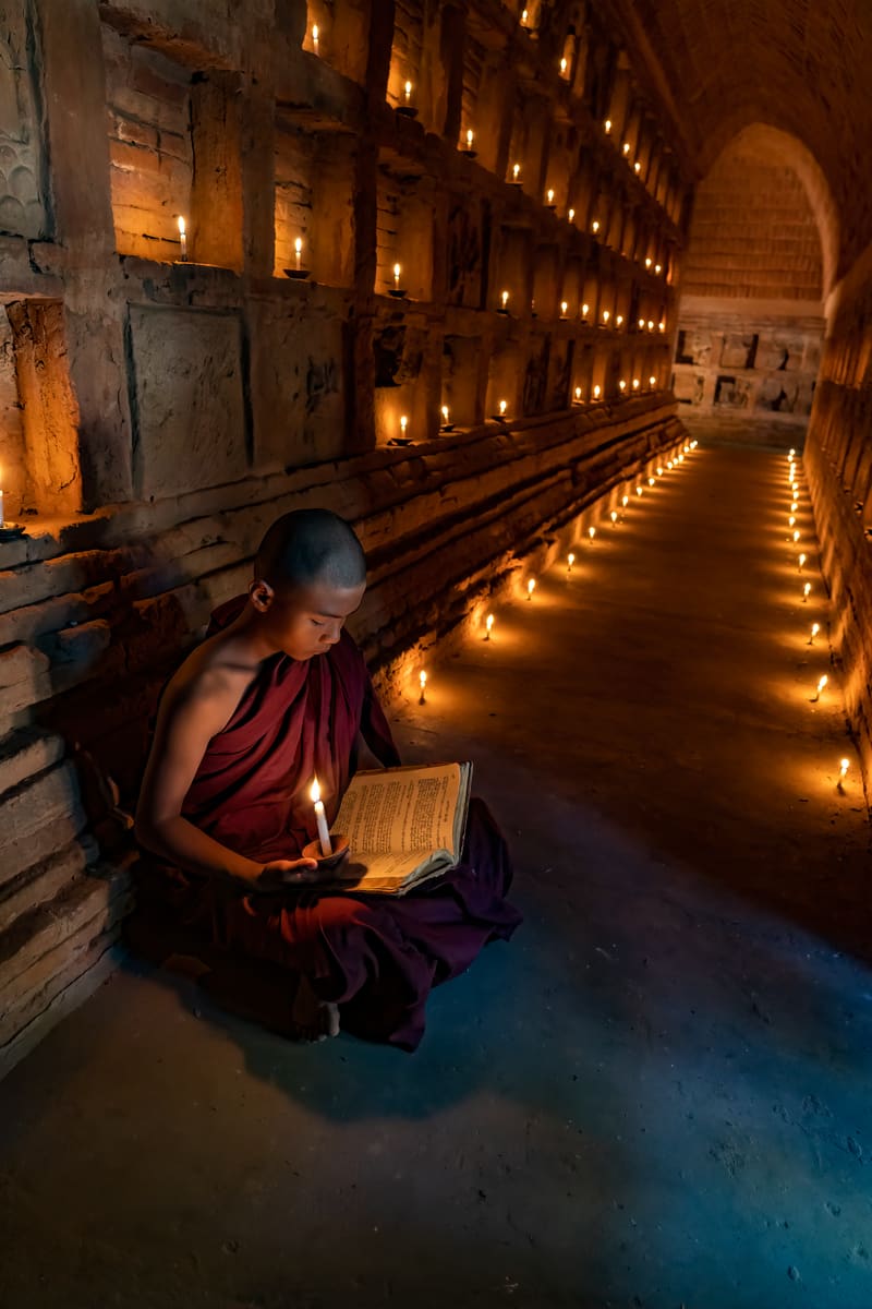Young Monk Reading — Myanmar