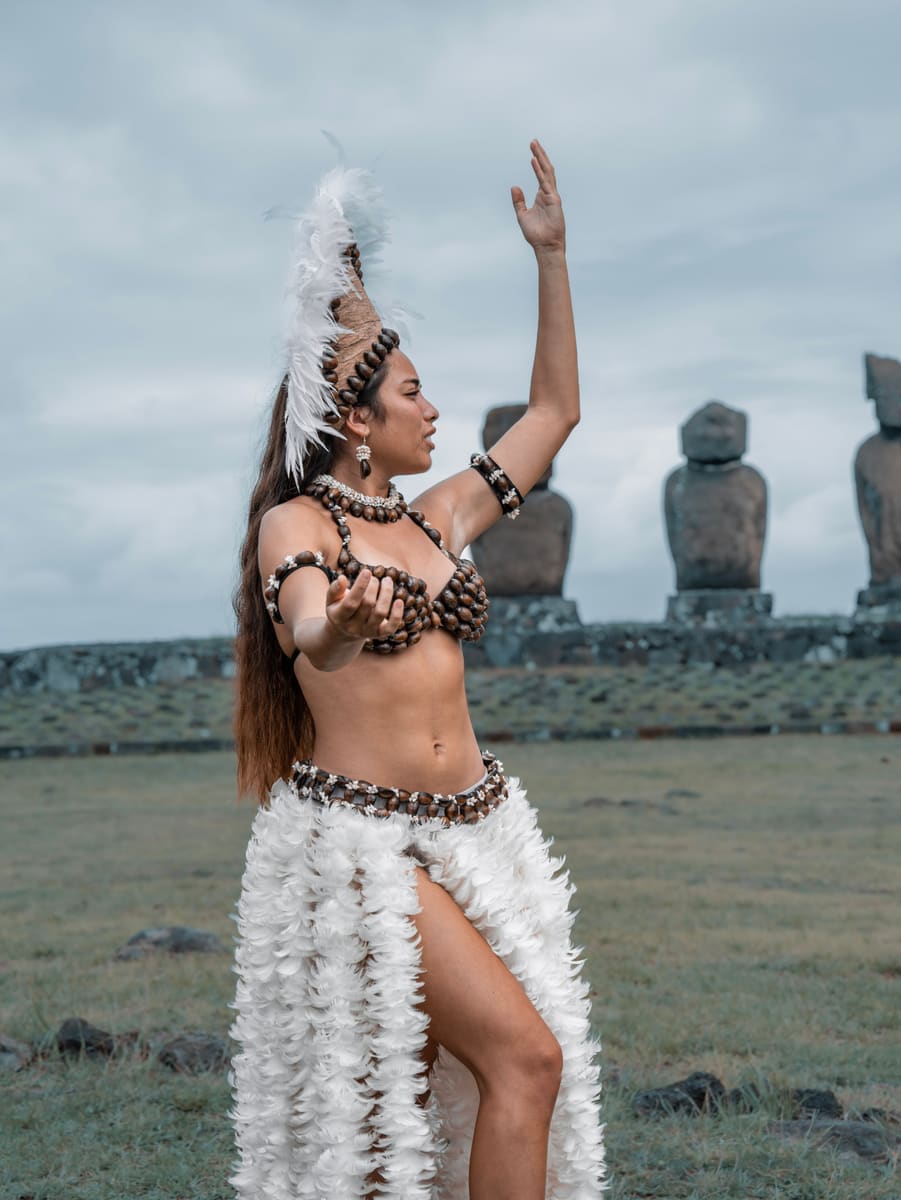 Dancer by Stone Statues — Tuvalu